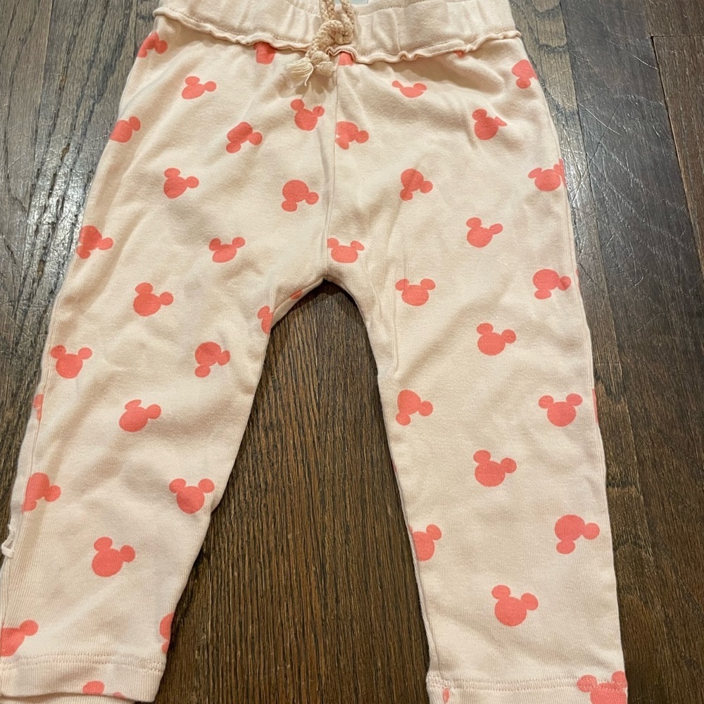 DISNEY PINK MICKEY MOUSE PRINT JUNK FOOD GIRLS LEGGINGS PANTS SIZE 2T